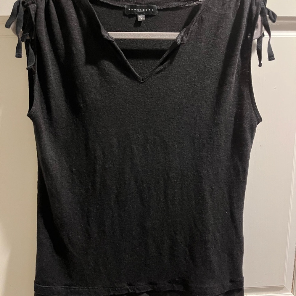 Sanctuary black sleeveless‎ linen top